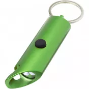 Zielony - Flare latarka LED i otwieracz do butelek z łańcuchem do kluczy wykonany z aluminium IPX z recyklingu