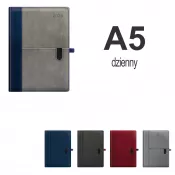 Kalendarz książkowy A5 DZIENNY z registrami, kieszonka na tel.