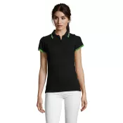 Polo damskie z piki 200 g/m² Sol's PASADENA WOMEN Czarny/Limonka