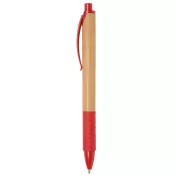 czerwony - Długopis BAMBOO RUBBER