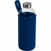 granatowy - Butelka szklana z pokrowcem 1000 ml JESSICA