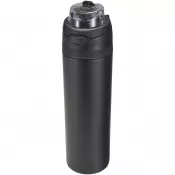 Czarny - Bidon na wodę Theron 800 ml z jednowarstwowej stali nierdzewnej pochodzącej z recyklingu, certyfikowanej zgodnie z RCS, z pok