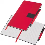 czerwony - Notes A5 w linie z długopisem MERSIN