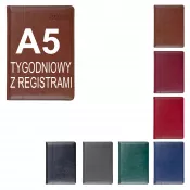 Kalendarz książkowy A5, tygodniowy, z registrami NEVRO