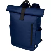 Granatowy - Byron plecak na laptopa 15,6 cala z tworzywa RPET z certyfikatem GRS z zawijanym zamknięciem, 18 l