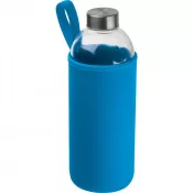 jasnoniebieski - Butelka szklana 1000 ml w neoprenowym etui