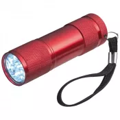 czerwony - Latarka metalowa LED (z bateriami)
