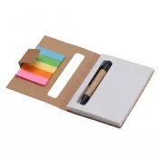 beżowy - Notes 80x110/100k gładki Mini z długopisem
