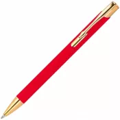 czerwony - Długopis metalowy GLENDALE ze złotymi elementami