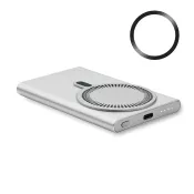 Powerbank magnetyczny 5000 mAh 15W z aluminium PAWTT Srebrny Mat