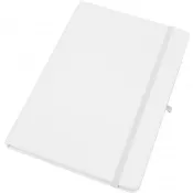 biały - Notatnik A5 w linie z PU z recyklingu CLEO