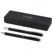 Czarny - Lucetto zestaw upominkowy obejmujący długopis kulkowy z aluminium z recyklingu i pióro kulkowe