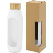Biały - Tidan Butelka z borokrzemianowego szkła 600 ml z silikonowym uchwytem