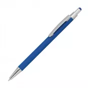 niebieski - Długopis metalowy gumowany z touch penem