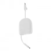biały - Xoopar ICE-R Chowany kabel USB-C i Lightning 60 W 1 metr