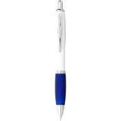 Biały-Błękit królewski - Długopis Nash z białym korpusem i kolorwym uchwytem