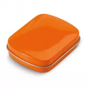 pomarańczowy - Miętówki w metalowym, prostokątnym opakowaniu