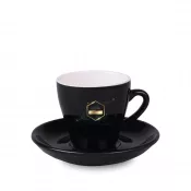 czarno-biały - Filiżanka porcelanowa ze spodkiem Verona Nero Set 70 ml