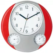 czerwony - Zegar ścienny, stacja pogodowa
