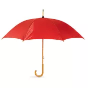 Parasol automatyczny 23,5" z drewnianą rączką CUMULI Czerwony