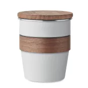 Kubek stalowy z pokrywką z orzecha 350 ml WALNUT Bialy