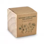 naturalny-t - Zestaw drewnianych doniczek FSC – mieszanka kwiatów