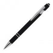 czarny - Długopis metalowy gumowany Paris