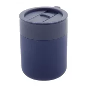 ciemno niebieski - Ceramiczny kubek podróżny pokryty silikonem Liberica 300 ml
