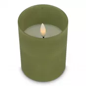 Oliwkowa zieleń - Nyelle Świeca woskowa LED z możliwością ładowania w szklanym pojemniku