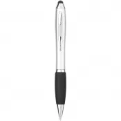Czarny-Srebrny - Długopis z kolorowym stylusem i czarnym uchwytem Nash