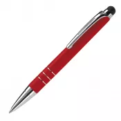 czerwony - Długopis z dotykowym rysikiem