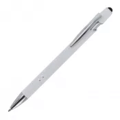 biały - Długopis metalowy gumowany Paris