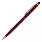 bordowy - Długopis aluminiowy Touch Tip Gold