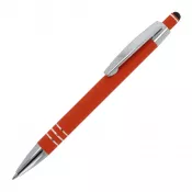 pomarańczowy - Długopis metalowy gumowany z touch penem Athens