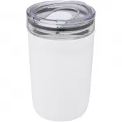 Biały - Szklany kubek Bello o pojemności 420 ml z zewnętrzną ścianką z plastiku z recyklingu