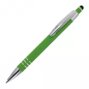 jasnozielony - Długopis metalowy gumowany z touch penem Athens