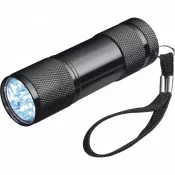 czarny - Latarka metalowa 9 LED DUNCAN