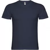 Navy Blue - Samoyedo koszulka męska z krótkim rękawem i dekoltem w serek