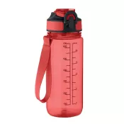 Butelka sportowa motywacyjna z RPET 700 ml ENKEL Przezroczysty Czerwony
