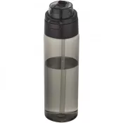 Czarny - Bidon na wodę Theron o pojemności 700 ml, wykonany z tworzywa sztucznego pochodzącego z recyklingu (RCS), z pokrywką o podwój