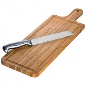 brązowy - Bambusowa deska do krojenia z nożem