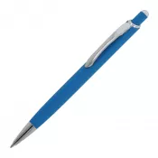 jasnoniebieski - Długopis metalowy gumowany z touch penem Monaco