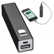czarny - Power bank metalowy 2200 mAh PORT HOPE