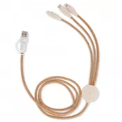 naturalny - FSC cork 3 in 1 PD charging & data cable