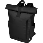 Czarny - Byron plecak na laptopa 15,6 cala z tworzywa RPET z certyfikatem GRS z zawijanym zamknięciem, 18 l