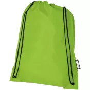 Limonka - Plecak Oriole ze sznurkiem ściągającym z recyklowanego plastiku PET, 33 x 44 cm