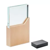 Statuetka kryształowa 20x12 cm z bukową podstawą ZEAL