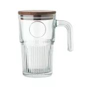 Kubek szklany z akacjową pokrywką 450 ml VITRIO JAR