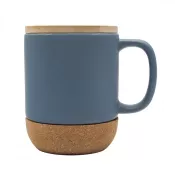 szary - Kubek ceramiczny z bambusową przykrywką 400 ml