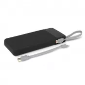 czarny - Ziara Powerbank with USB-C &amp; Lightning Cable 10000mAh 